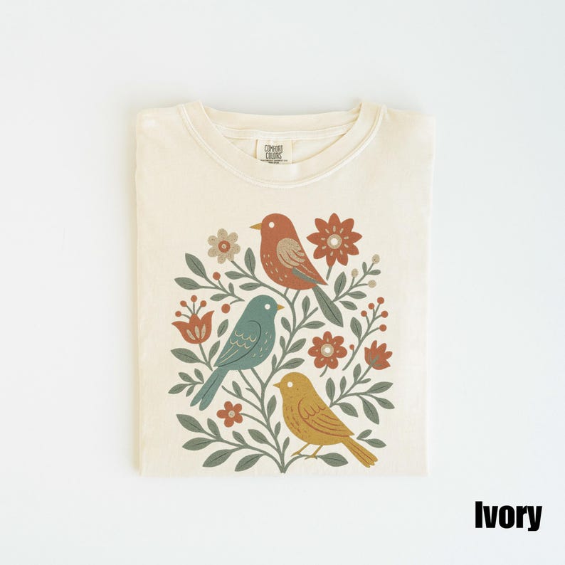 Cottagecore Birds and Flowers Shirt