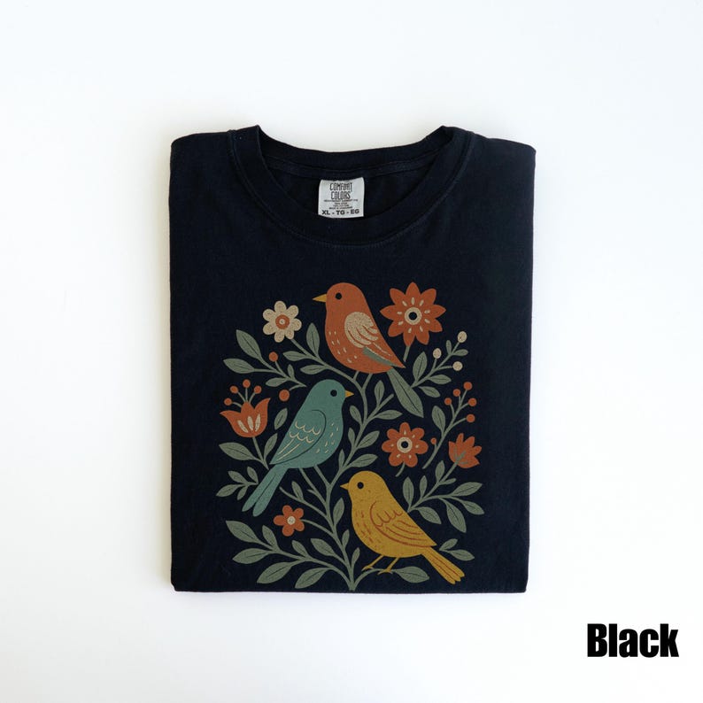 Cottagecore Birds and Flowers Shirt