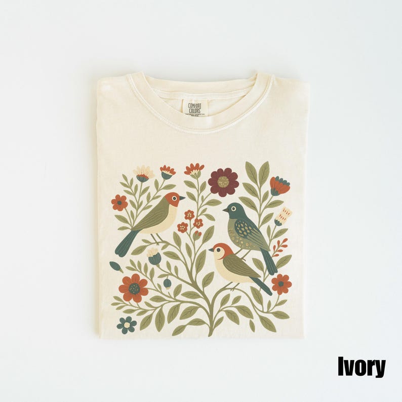 Cottagecore Birds and Flowers Shirt 2