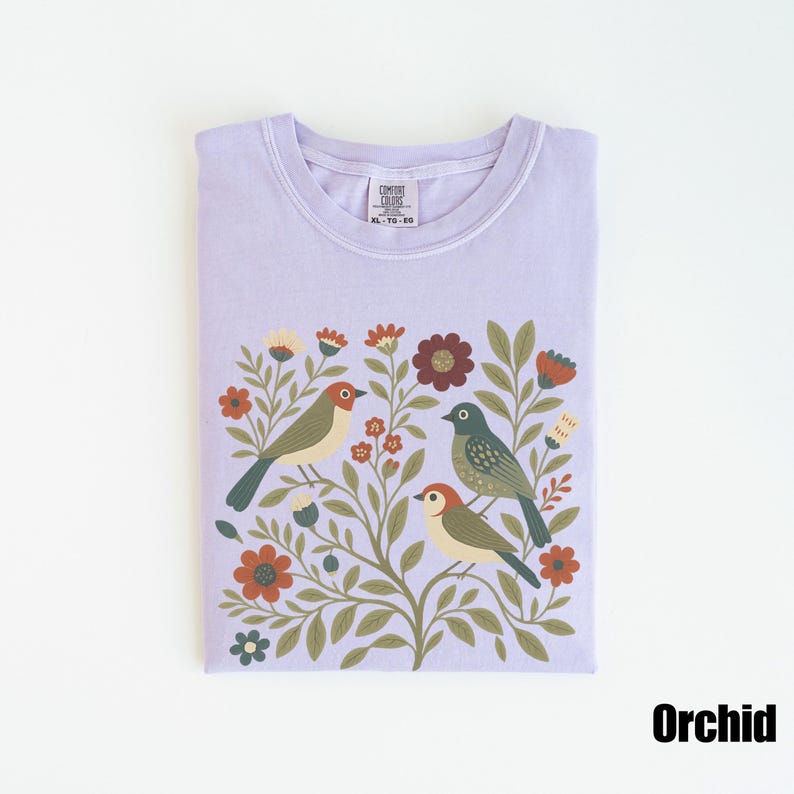 Cottagecore Birds and Flowers Shirt 2
